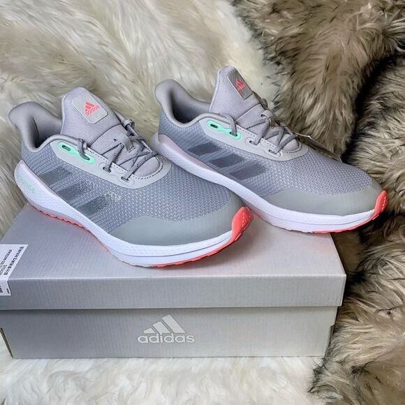 NEW!! Adidas EQ21 Run J Athletic Sneakers - Youth GS Size 6.5 Gray/White/pink - Picture 1 of 12